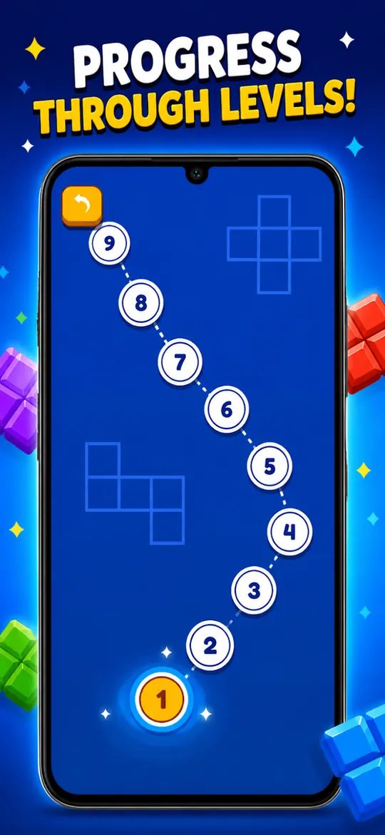 Level path showing progress through numbered levels